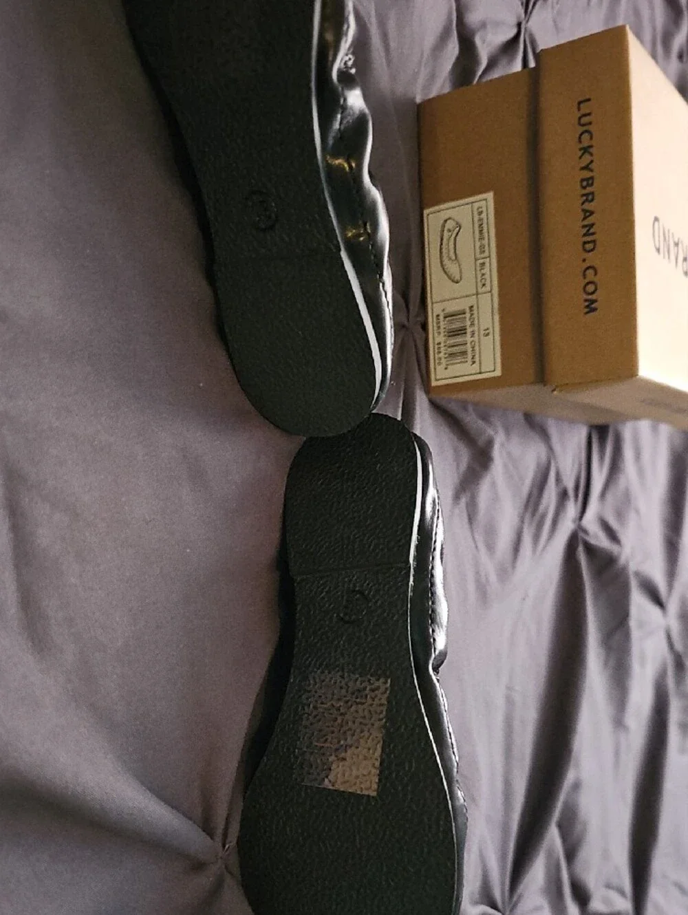 Kid's Lucky Brand Black Leather Ballet Flats